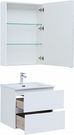 Aquanet Мебель для ванной Алвита New 60 2 ящика подвесная белая матовая – фотография-4